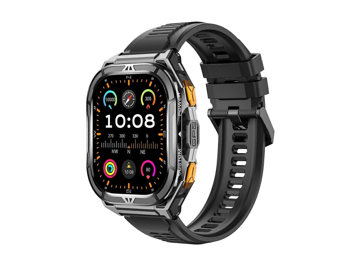 Relógio esportivo GPS X5, tela AMOLED de 1,96", monitor de frequência cardíaca, à prova d'água 5 ATM, preto, LY Ebike