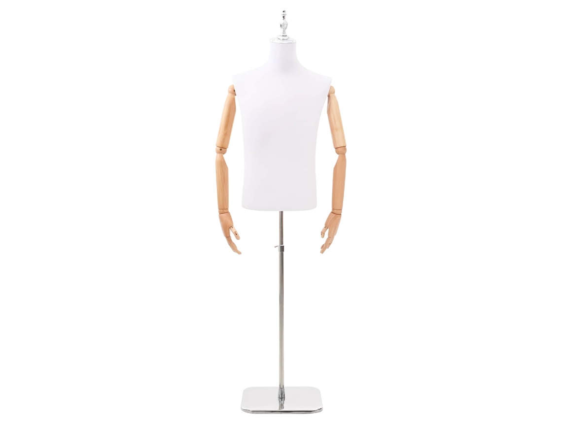 Vidaxl Mannequin Ajustável De 170-218 Cm Com Base Masculino Pp Branco