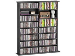 Armazenamento para CDs e DVDs BTFORUS com 16 compartimentos, 12 prateleiras ajustáveis, capacidade para 720 CDs, preto