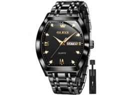 Relógio de Quartzo Masculino Diamante Mostrador Grande Fácil de Ler Negócios Casual Aço Inoxidável Relógio de Data À Prova DÁguapreto
