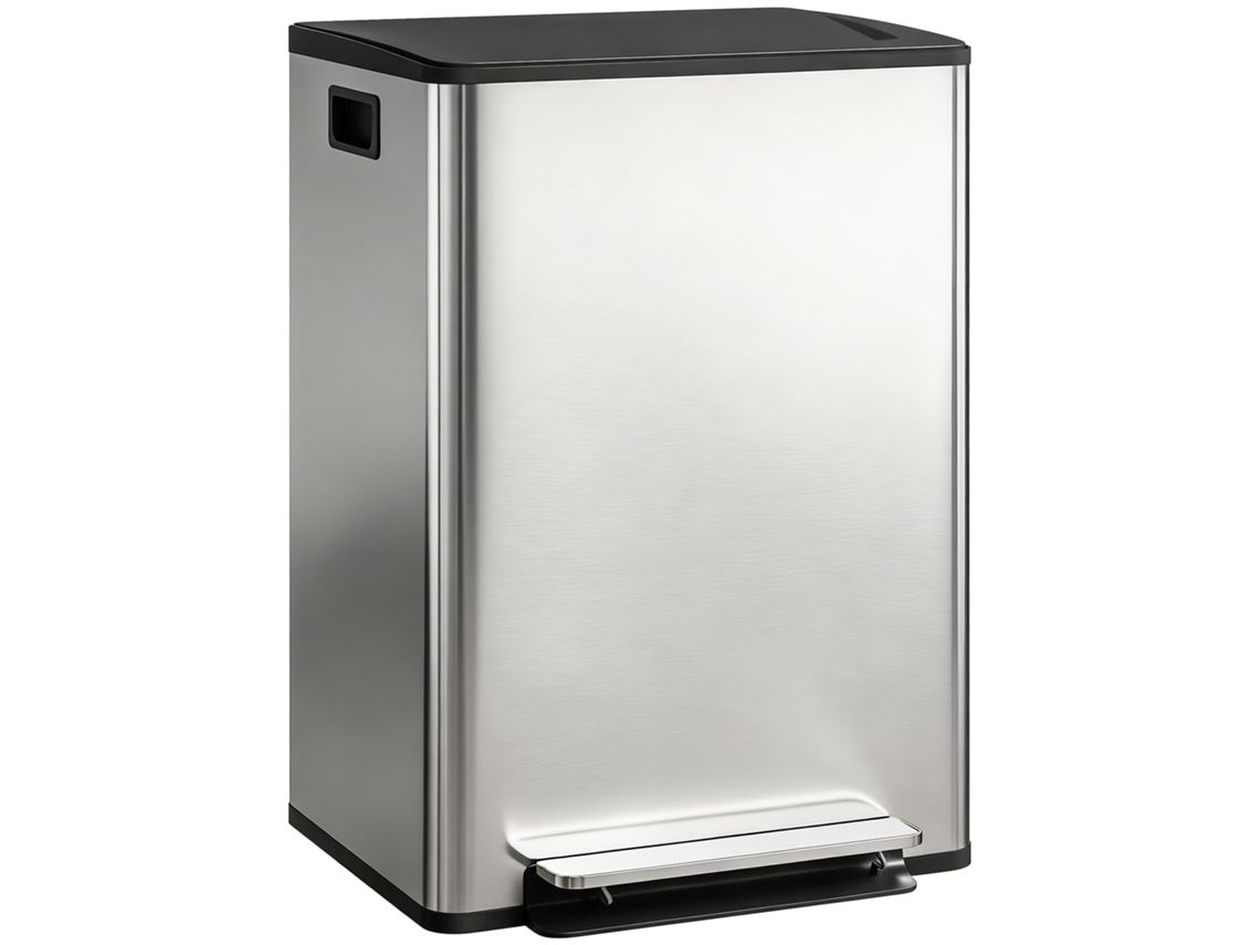 Balde de Lixo com Pedal,2 Compartimentos de 30l,tampa Amortecida,baldes Removíveis,aço Inoxidável,prata BTFORUS