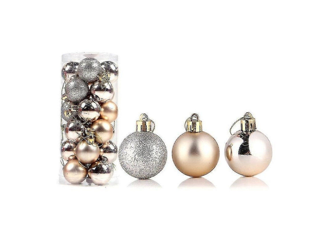 24 Bolas De Navidad Reutilizables De Alto Brillo Decoración Del Árbol De Navidad Hogar 4-8cm 4 Cm Champagne