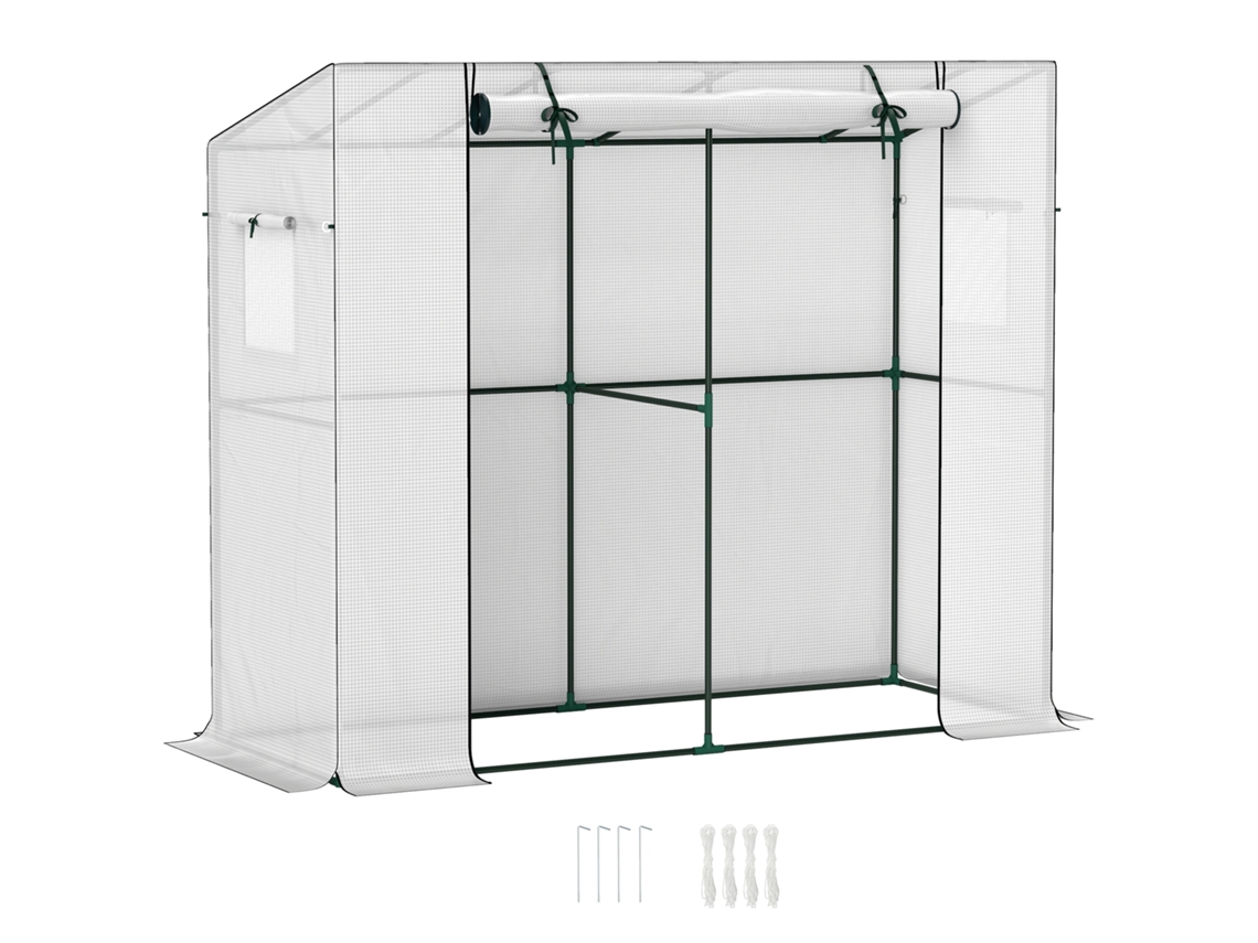 Mini Estufa com Porta de Enrolar e Janelas de Malha Resistente a UV Branco S/MARCA