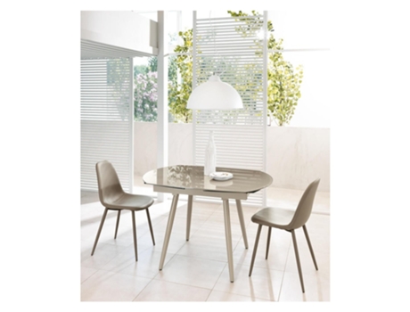 Mesa Extensível Kyoto Four em Vidro Temperado Cinza Tortora Até 180Cm SOLOLED