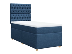 Cama com Molas/colchão 90x200 Cm Tecido Azul MAISON EXCLUSIVE