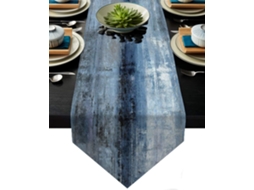 Caminho de Mesa Azul Acinzentado, 33x180 Cm, Estilo Moderno, Juta, para Jantar ou Holi AQUAFORGE