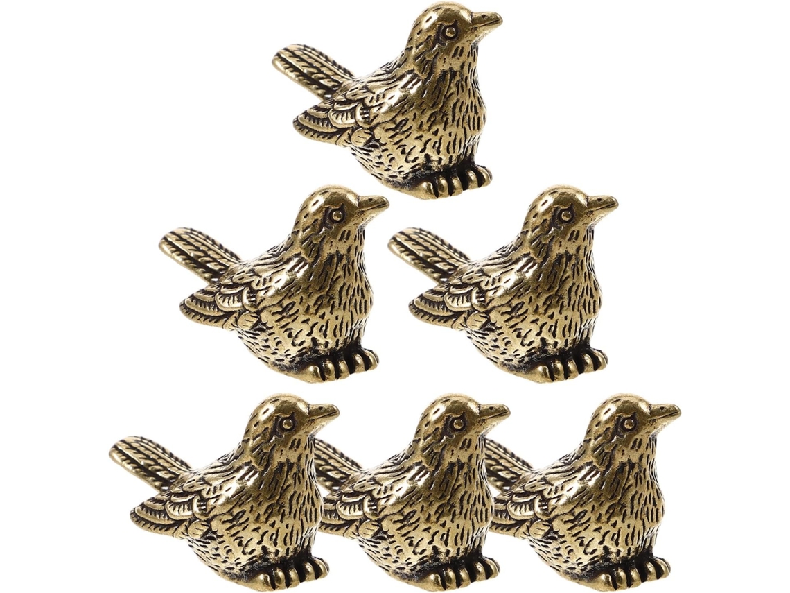 Ounona Kit de 6 Miniaturas de Pássaros em Latão com Aparência Vintage e Usada Pardais Retrô em Miniatura Feitos de CHABERLU