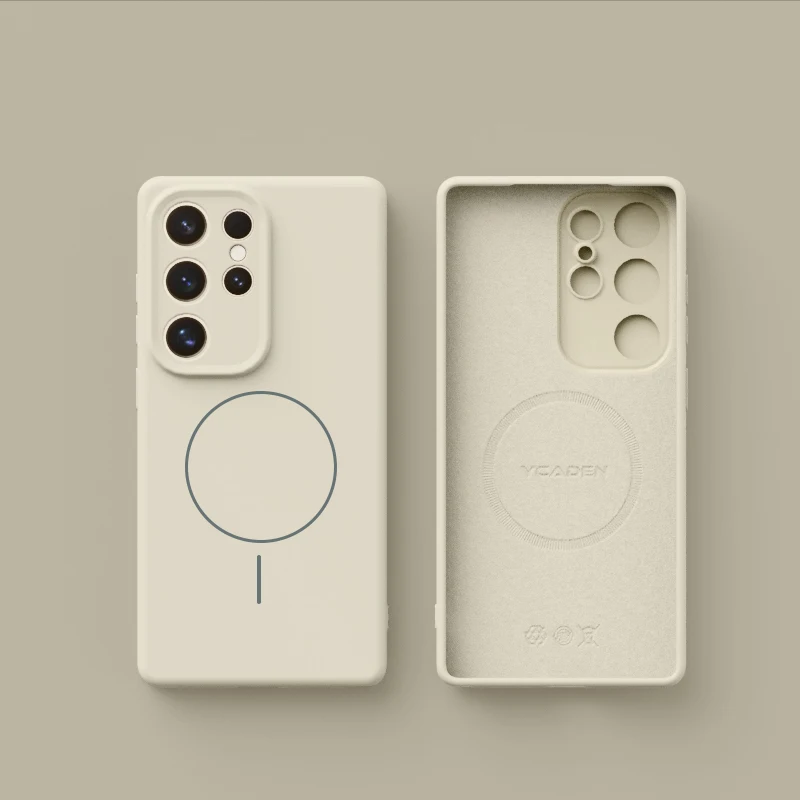 Capa Magnética De Silicone Líquido (branco-creme) Para Samsung Galaxy S24, Capa Traseira De Tpu Macio.