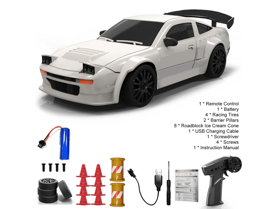Carro De Controle Remoto 2.4ghz 1:24 4wd Com Luzes Led Pneus De Corrida Brinquedo Para Crianças Meninos Meninas