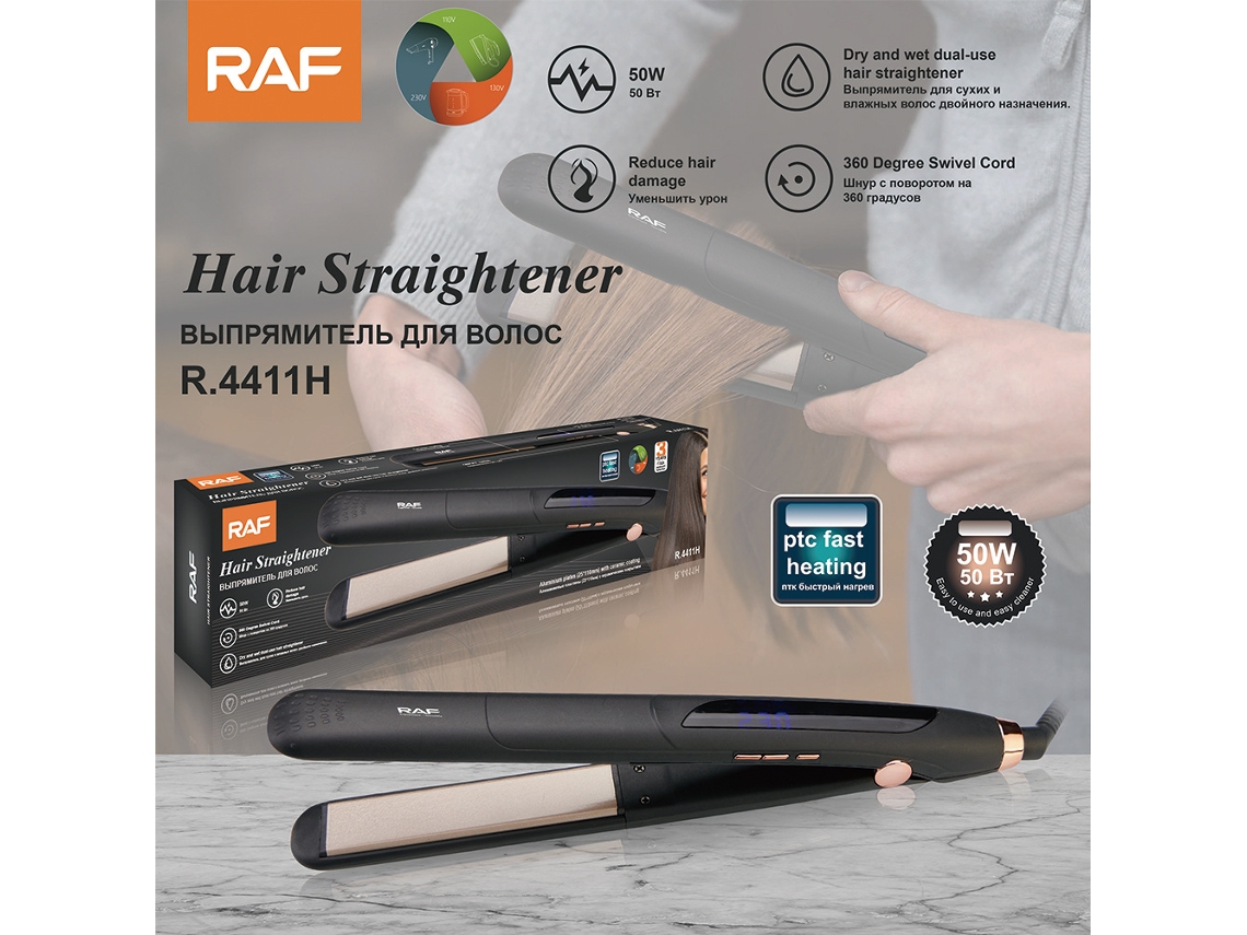 2 em 1 Curling Stick Alisador de Cabelo Talas Cerâmicas Seco e Molhado Endireitamento Duplo Uso Big Roll Franja MDUG (preto)
