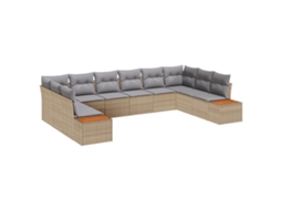 Conjunto 10 Conjunto De Sofás Para Exterior Vidaxl Bege Vime Pe (344 X 209 X 85 Cm)