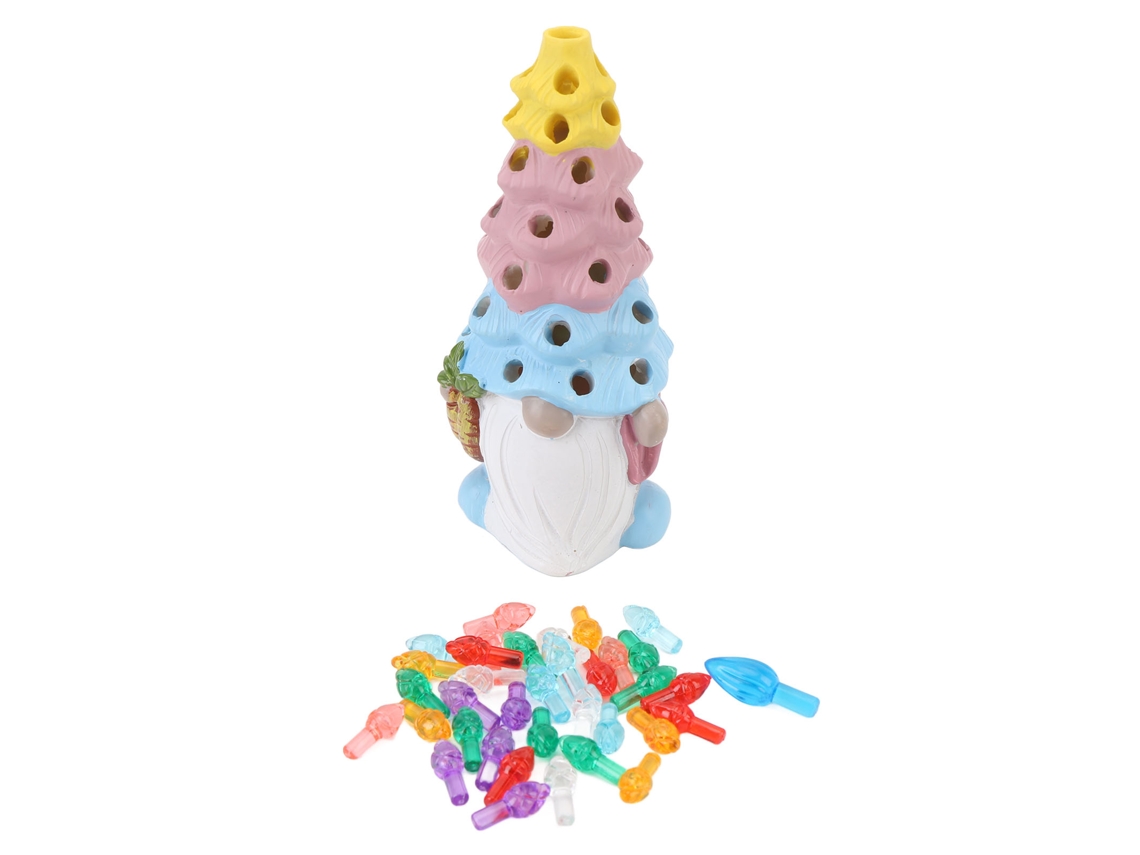Figura De Gnomos Resina Com Luz Colorida Para Decoração