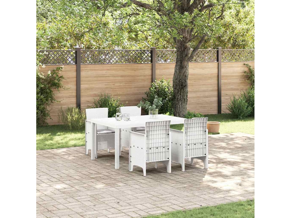 Vidaxl Conjunto De Jantar Para Jardim 5 Unid. Branco Rattan Polt
