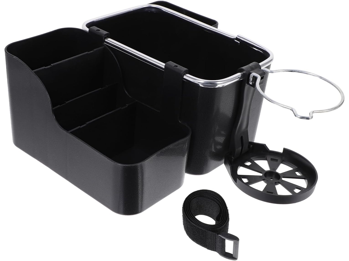 Caixa organizadora multifuncional com compartimentos para o console do carro.