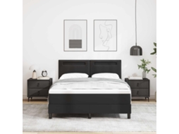 Vidaxl Cama Box Com Fitas Led Preto 140 X 190 Cm Couro Sintético