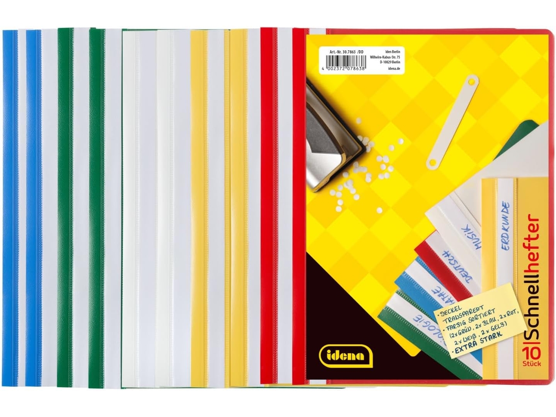 307863 Pastas Plásticas A5, 10 Unidades, 5 Cores, 2 X Azul/branco/amarelo/verde/vermelho (din A5 | Gokoco