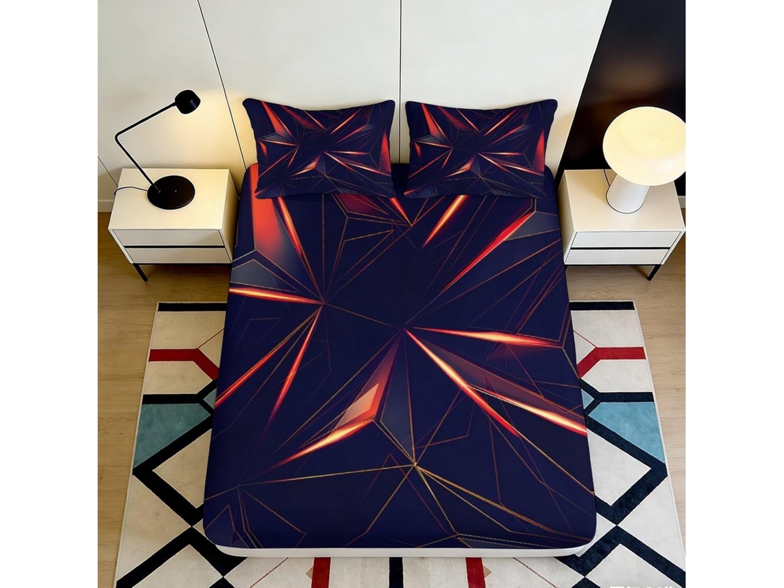 Conjunto de Cama com Estampa 3d em Microfibra Fronha 200x25cm
