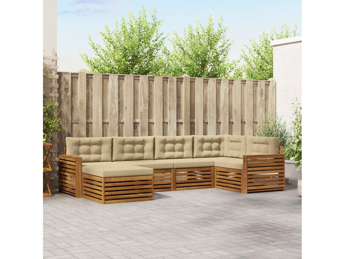Vidaxl Conjunto De Sofás Para Exterior 6 Unid. Natural E Bege