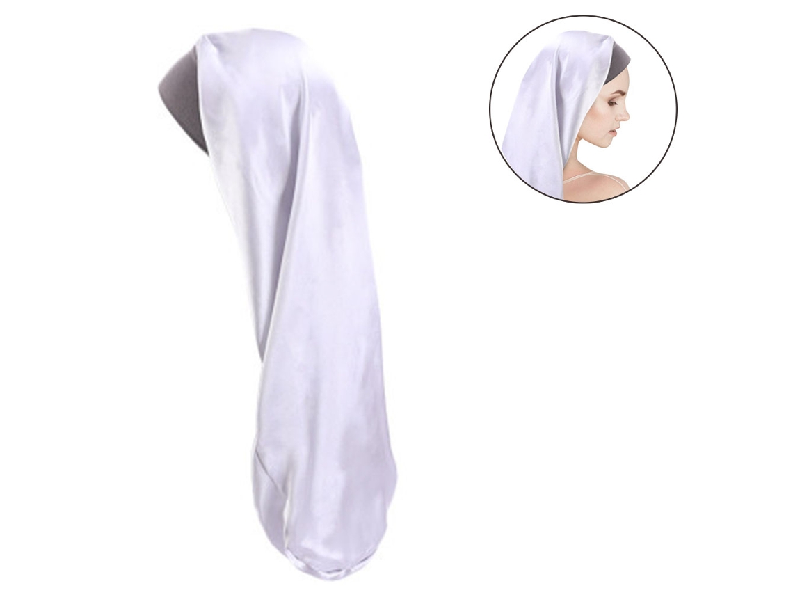 Touca longa de cetim com capuz para cabelos longos, touca solta com elástico sólido para mulheres, dreadlocks e Aquaforge