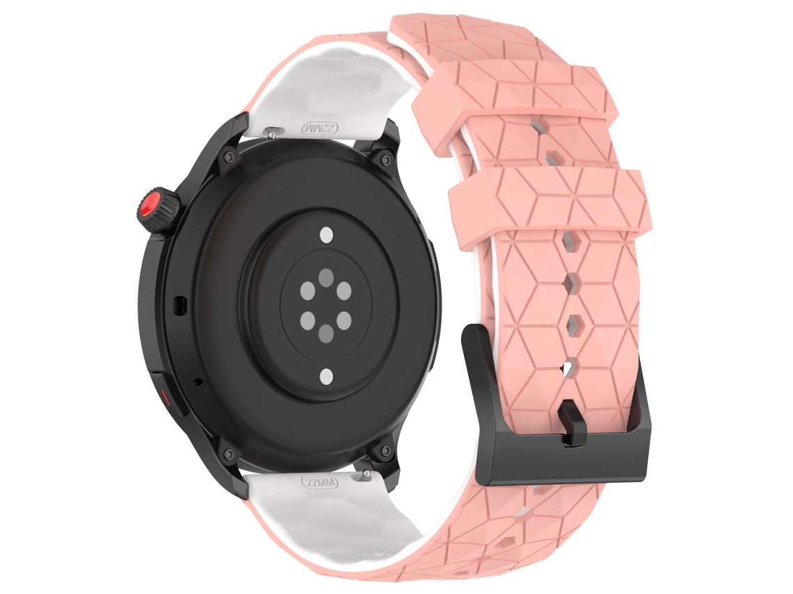 Bracelete Silicone Padrão de Futebol Duas Cores 22Mm para Huami Amazfit Gtr 4 46Mm Rosa/Branco