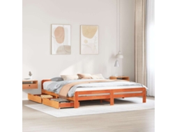 Vidaxl Cama Sem Colchão 200x200 Cm Pinho Maciço Castanho-mel