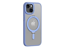 Suporte Casa Para Iphone 15 Plus Pele Sintética Anti-choque Magnética Azul