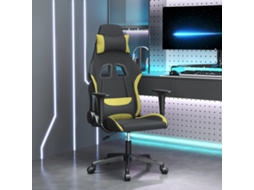 Vidaxl Cadeira De Gaming Tecido Preto E Verde-claro