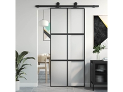 Vidaxl Porta Deslizante 90x205 Cm Vidro Temperado E Alumínio Preto