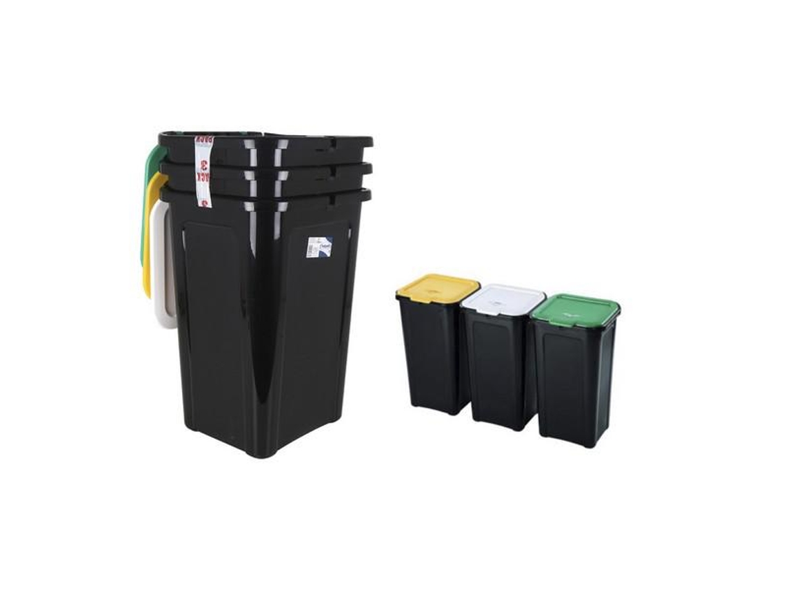 Caixote de Lixo para Reciclagem Tontarelli 44 L Preto 38,5 X 34,5 X 54,5 Cm 3 Uds