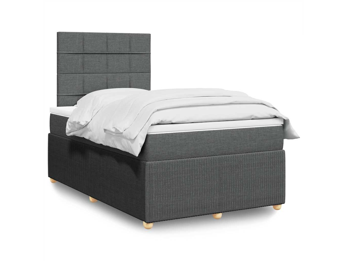 Vidaxl Cama Boxspring Com Colchão 120x190 Cm Tecido Cinzento-escuro