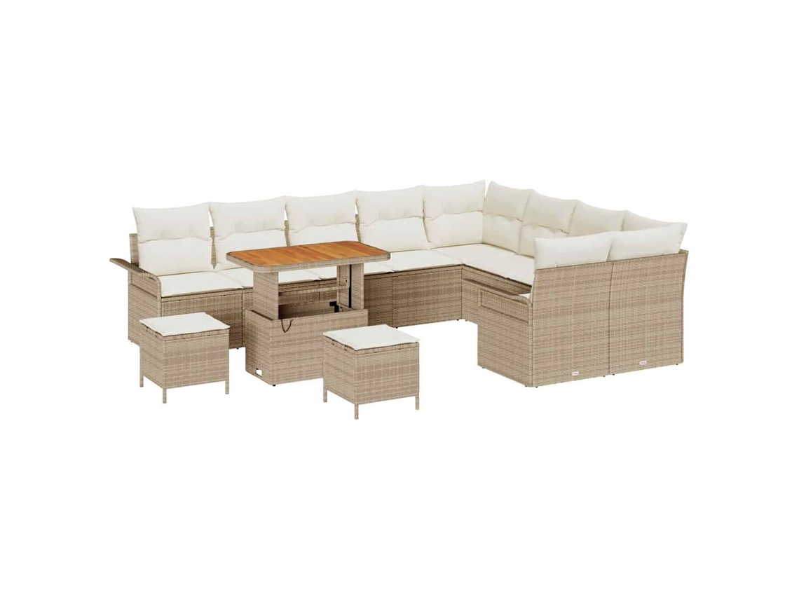 Maison Exclusive - Conjunto De Sofá De Jardim Com Almofada 12 Pcs Bege E Creme