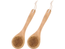 Conjunto De 2 Escovas Corporais Happyyami Com Cerdas Naturais Porco E Cabo Longo Madeira Para Banho Escova Ergonômica