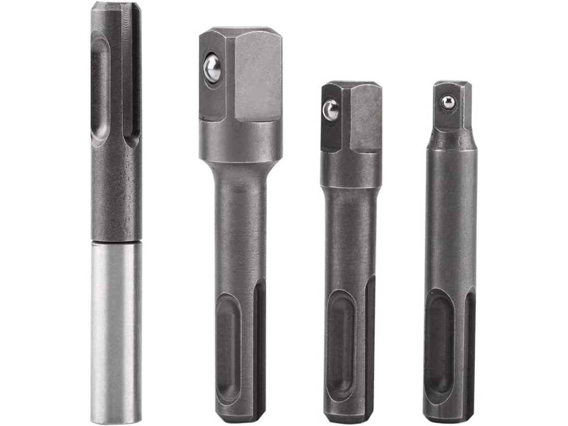 Conjunto De 4 Adaptadores Sds Plus, Adaptadores De Chave De Impacto Com Conexão 1/4 3/8 1/2 Polegada Para Furadeira