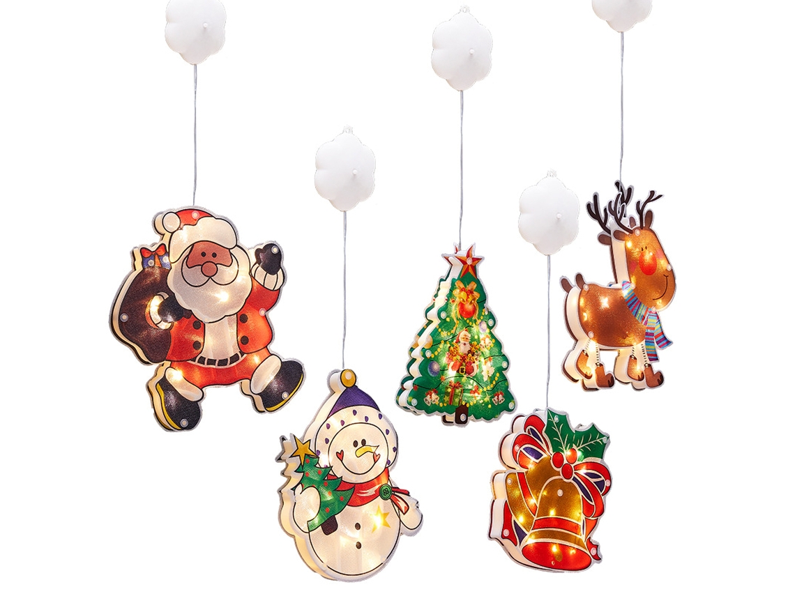 Laxiscreed Luzes De Natal Led Com Ventosas Para Janela, Decoração Com Árvores, Elfos E Lhama Para Festas