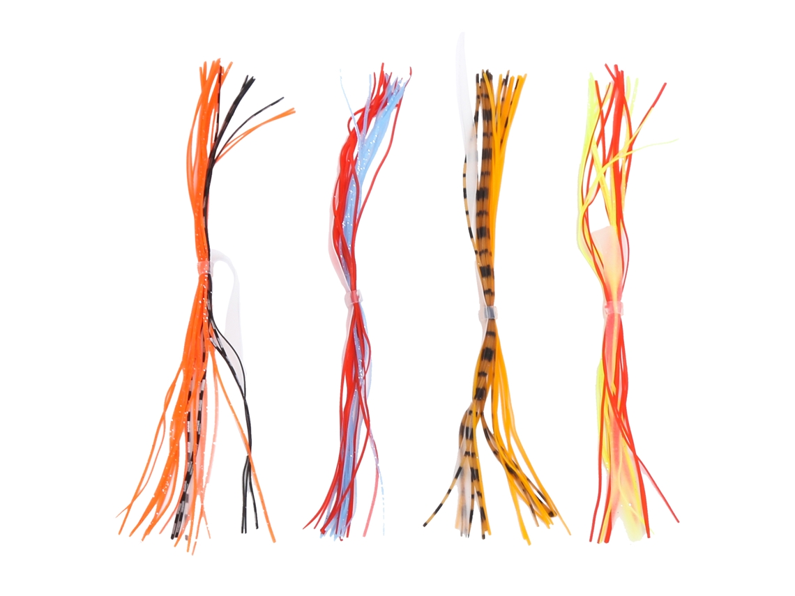 4 Sacos de Iscas de Pesca com Saias de Silicone Coloridas