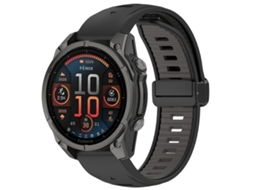 Bracelete para Garmin Fenix 8 Amoled Silicone Magnético Duas Cores Preto + Cinza XIAOMOYU (43mm)