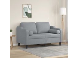 Sofá 2 Lugares HARLANV1 com tecido cinza claro 120 cm e almofadas decorativas