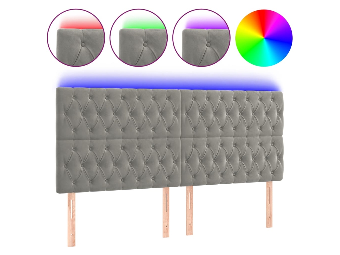 Led Headboard, Led Headboards Vidaxl Cinzeto Veludo (180 X 7 X 118/128 Cm)