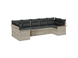 Conjunto 7 Conjunto De Assentos Para Jardim Vidaxl Cinzento-claro Vime Pe (232 X 132,5 X 85 Cm)