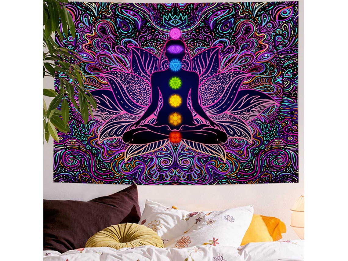 Tapeçaria (150x130cm, Tema Sete Chakras) Eoocoo