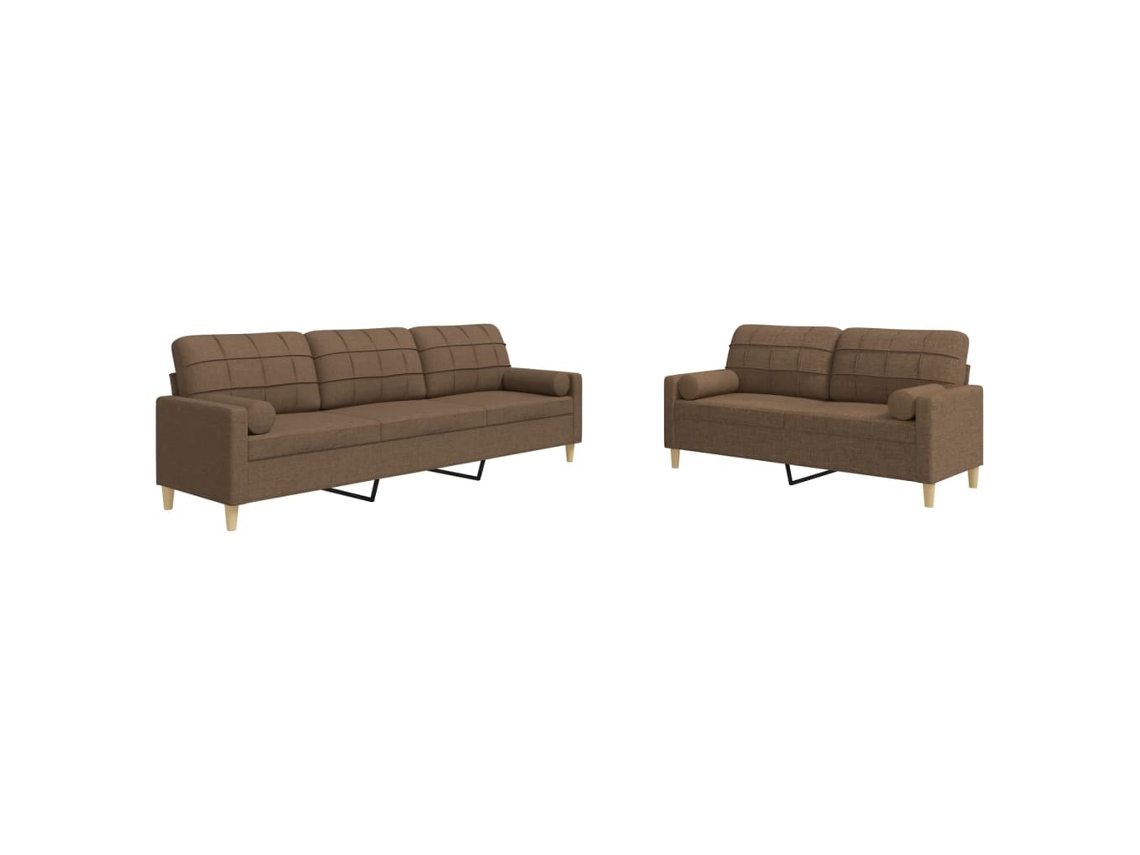 Conjunto De Sofás Vidaxl Marrom Tecido (226 X 77 X 80 Cm)