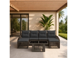Vidaxl Conjunto De Sofá De Jardim 7 Unid. Cinza E Cinza Escuro Vime Pe