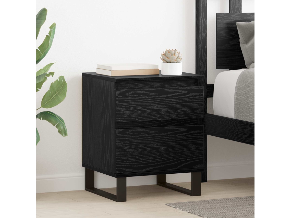 Vidaxl Armário de Cabeceira 2 Pcs Carvalho Preto 40 X 35 X 50 Cm
