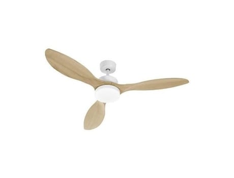 Ventilador de Teto Oklahoma White & Wood Ø137Cm 100W + Iluminação Led