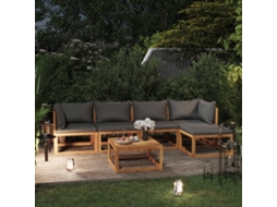 Vidaxl 6 Pcs Conjunto Lounge De Jardim C/ Almofadões Acácia Maciça