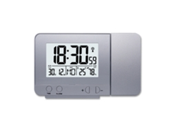 Relógio de Carregamento Usb Despertador Prateado com Projeção de Temperatura de Tempo Tela Lcd Despertador