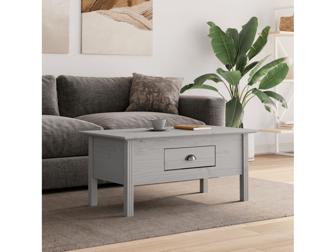 Vidaxl Mesa De Centro Bodo 100x55x46 Cm Madeira Pinho Maciça Cinzento