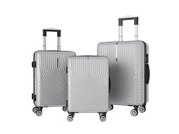 Conjunto Malas Viagem 3 Peças Prateado Abs+pc 20/24/28" Com Rodas 360° Silenciosas, Fecho Tsa E Balança Digital Portátil