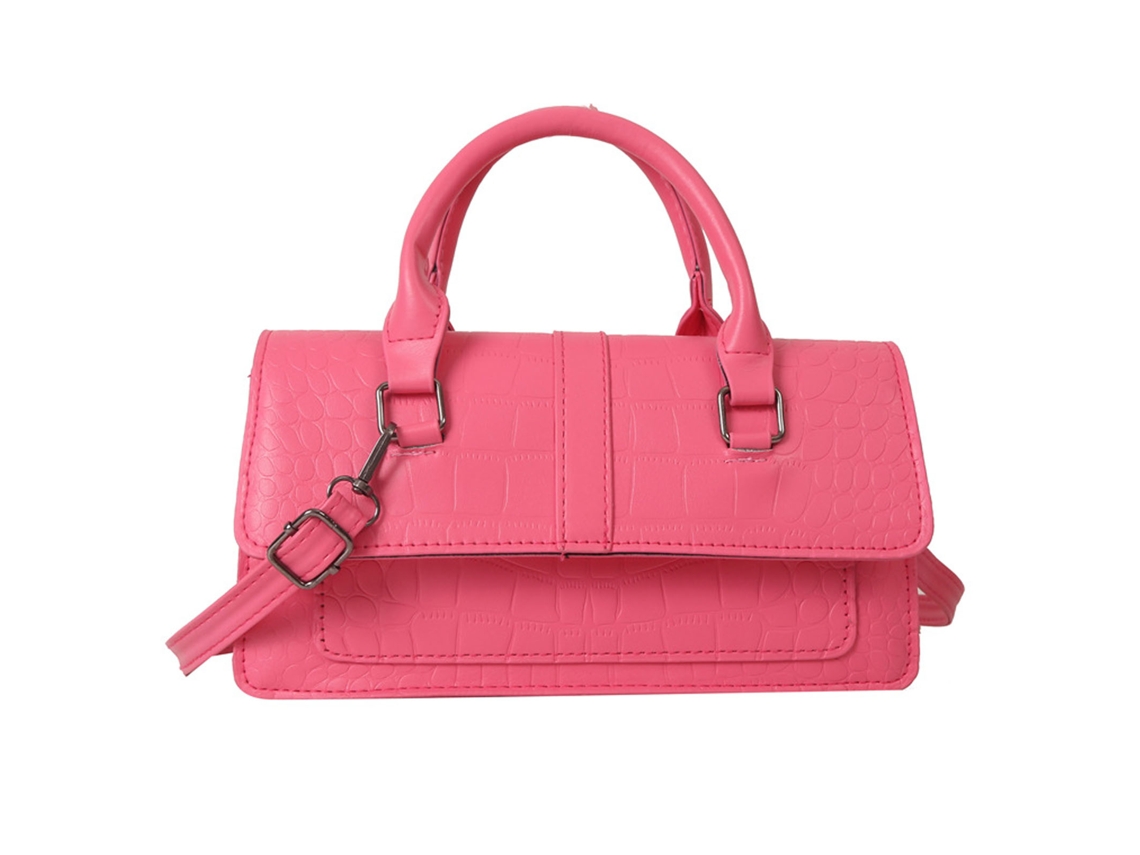 Bolsa de Ombro Feminina Estampada Couro Pu Alça Ajustável Transversal Rosa