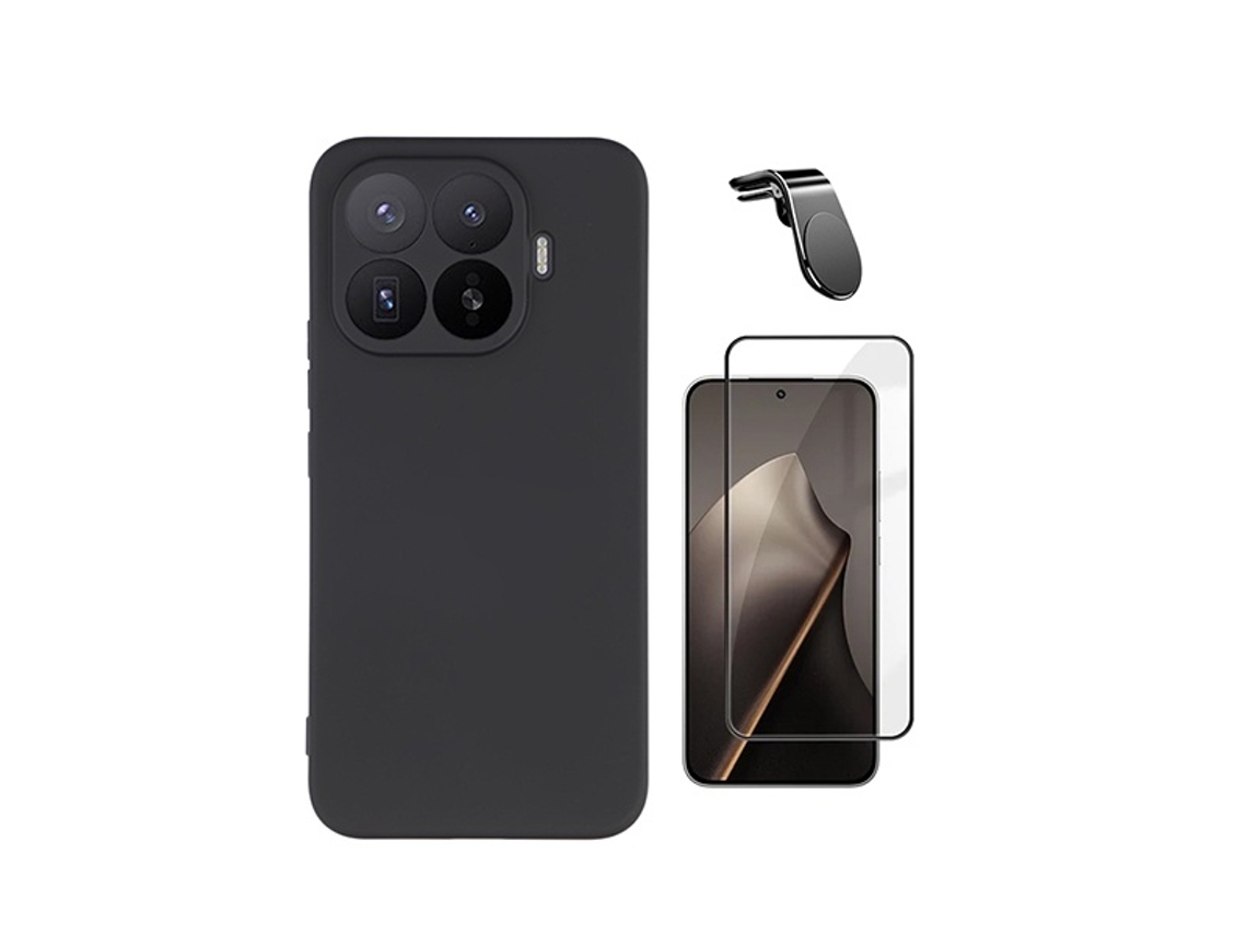 Kit Vidro Temperado Capa Silicone Líquido Suporte L Phonecare Para Xiaomi 17t 5g - Preto